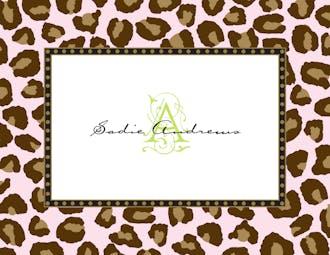 Leopard Pink & Chocolate Folded Note