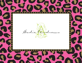 Leopard Bright Pink & Black Folded Note
