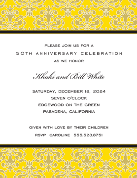 Medallion Damask Yellow & Gold Invitation