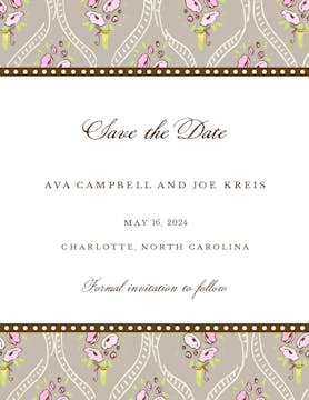 Ribbons & Flowers Taupe Invitation