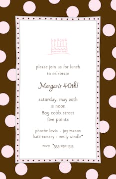 Big Dots Chocolate & Pink Invitation