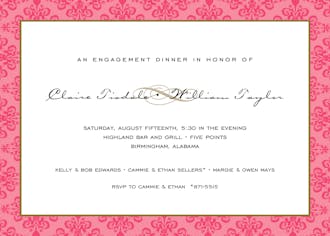 Lace Damask Edge Coral On Coral Invitation