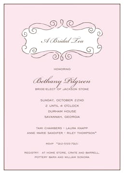 Curly Frame Pink & Chocolate Invitation