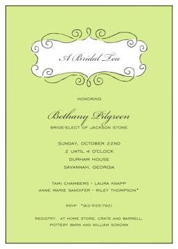 Curly Frame Lime Invitation