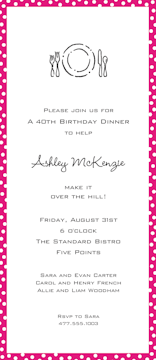 Dotted Edge Hot Pink & White Invitation