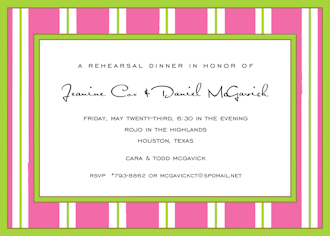 Tailored Stripes Pink & Lime Invitation