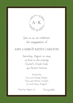 Linen Green & Black Invitation