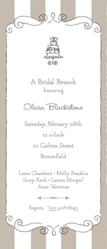 Striped Curly Frame Black & Taupe Invitation