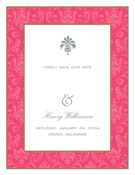 Damask Coral On Coral Invitation