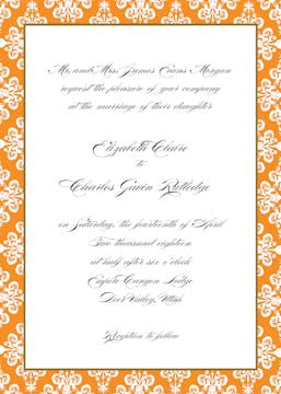 Lace Damask Edge Orange Invitation