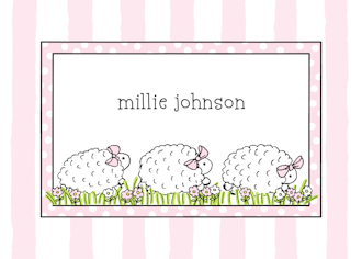 Little Lambs Pink Folded Enclosure Card