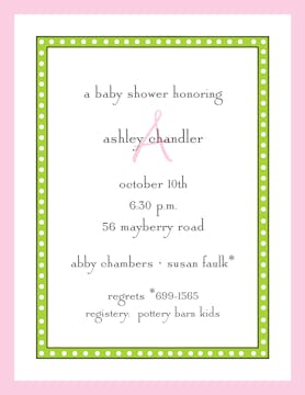 Dotted Border Lime & Pink Edge Invitation