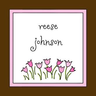 Sweet Pea Flowers Pink & Chocolate Gift Sticker