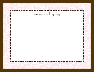 Scrollwork Pink & Chocolate Flat Note