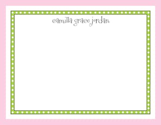 Dotted Border Lime & Pink Edge Flat Note