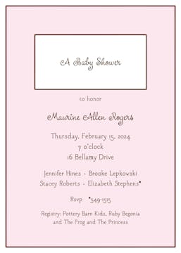 Simple Frame Pink & Chocolate Invitation