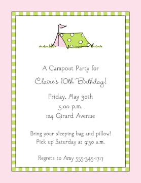 Camping Pink Invitation