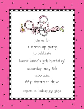 Checks & Dots Bright Pink Invitation