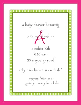 Dotted Border Lime & Hot Pink Edge Invitation
