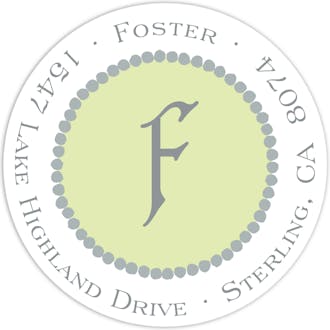 Dotted Border Silver And Lime Round Return Address Sticker