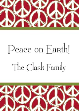 Peace Signs Red & Green Folded Enclosure Card