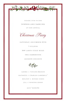 Christmas Greenery Red Christmas Invitation