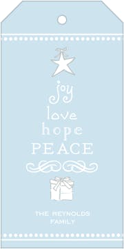 Joy, Love, Hope, Peace Light Blue Hanging Gift Tag