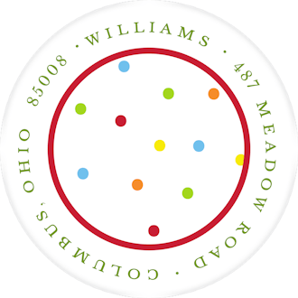 Simple Multi Dots & Red Round Return Address Label