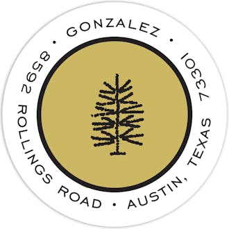 Simple Gold & Black Round Address Sticker