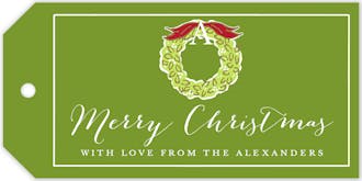 Wreath On Green Hanging Gift Tag