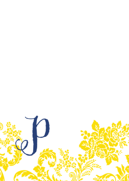 Yellow Flourish Posh with Navy Ink Invitation