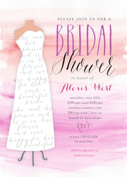 Bridal In Watercolor Invitation