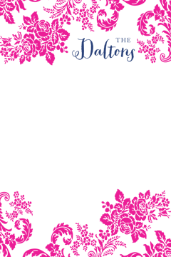 Pink Flourish Posh with Navy Ink Notepad