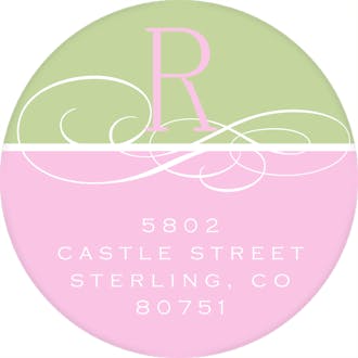 All In A Whirl Pink Round Address Label
