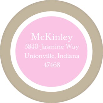 Initial Frame Pink Round Address Label