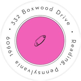 Diaper Pin Hot Pink Round Address Label