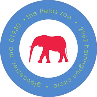 Big Letter Zoo Round Address Label