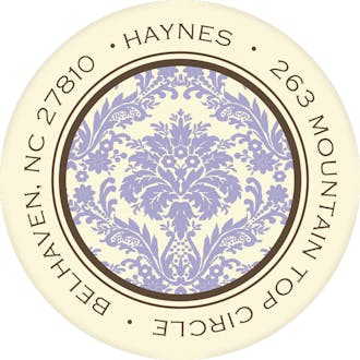 Damask Grape on Ivory Round Address Label