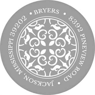Lace Silver Round Address Label