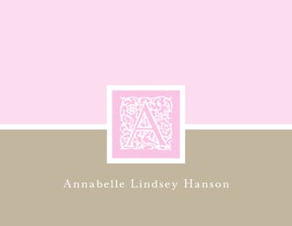 Initial Frame Pink & Tan Folded Note