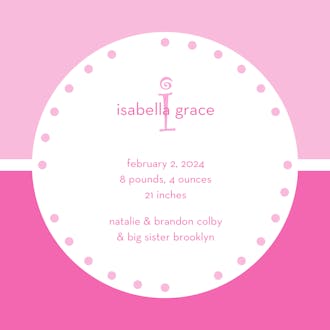 Just Like Ice Cream Pink Square Girl Birth Announcement
