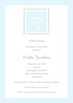 Shower of Blessings Baby Blue Invitation