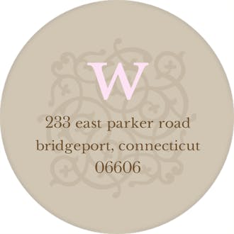 Ivy League Pink Round Address Label