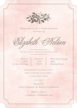 Rose Engraving Blush Invitation
