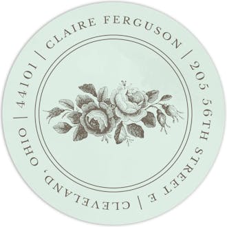 Rose Engraving Mint Round Address Label