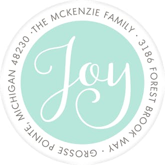 Simply Joy Aqua Round Address Label