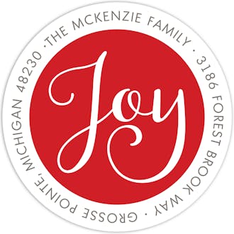 Simply Joy Red Round Address Label