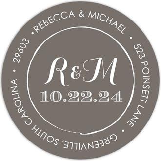 Painted Edges Gray Round Address Label