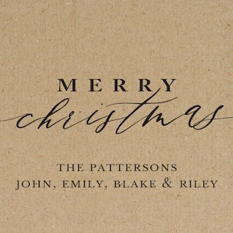Merry Christmas Calligraphy Kraft Folded Enclosure Card