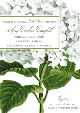 Hydrangea White Invitation